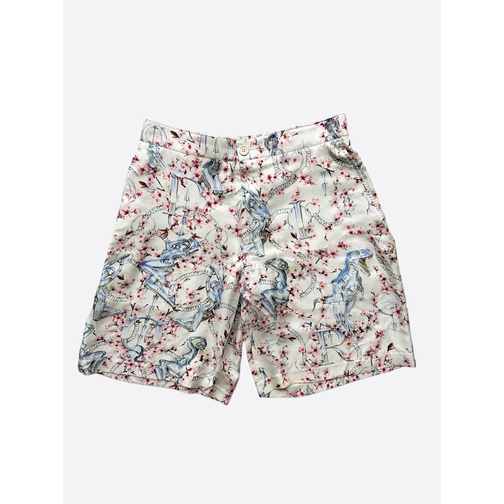 Dior Sorayama Cherry Blossom Spell Out Silk Shorts